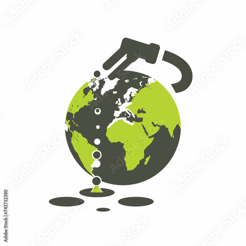 Terrestrial Globe Pouring Oil