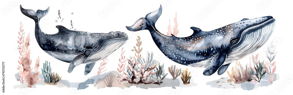 Fototapeta premium A collection of underwater footage featuring Blue whales.