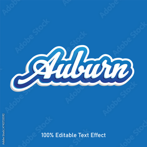 Auburn text effect vector. Editable college t-shirt design printable text effect vector. 3d text effect vector.