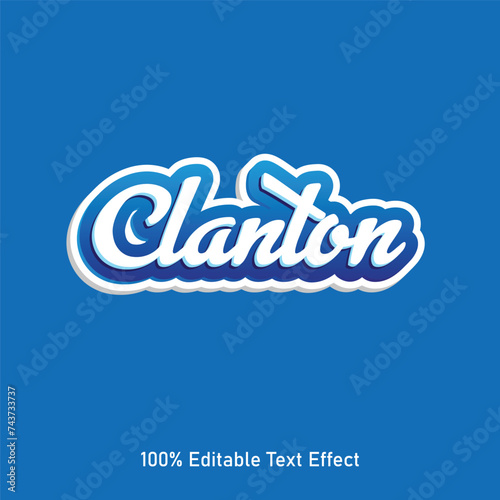 Clanton text effect vector. Editable college t-shirt design printable text effect vector. 3d text effect vector. photo