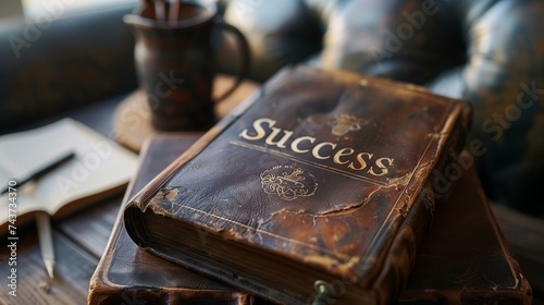 Antique Success Book on Leather Armchair