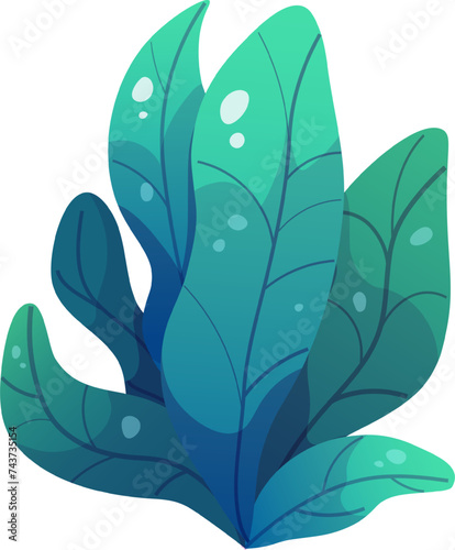 Seaweed on white background for design. Cartoon vector illustration of marine fauna