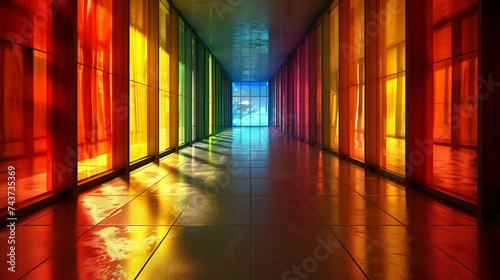Colorful Light Corridor Reflection