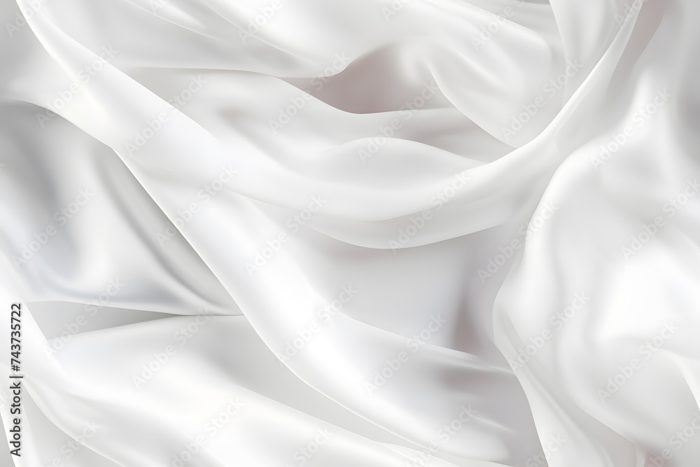 Crystal Breeze: White Cloth Abstract Background with Soft Waves