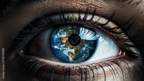 eye with the earth reflection photo