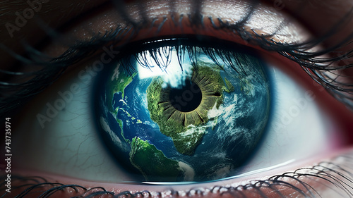 eye with the earth reflection photo