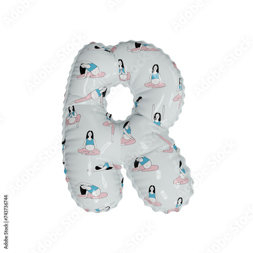 3D glossy pregnant women pattern helium balloon letter R