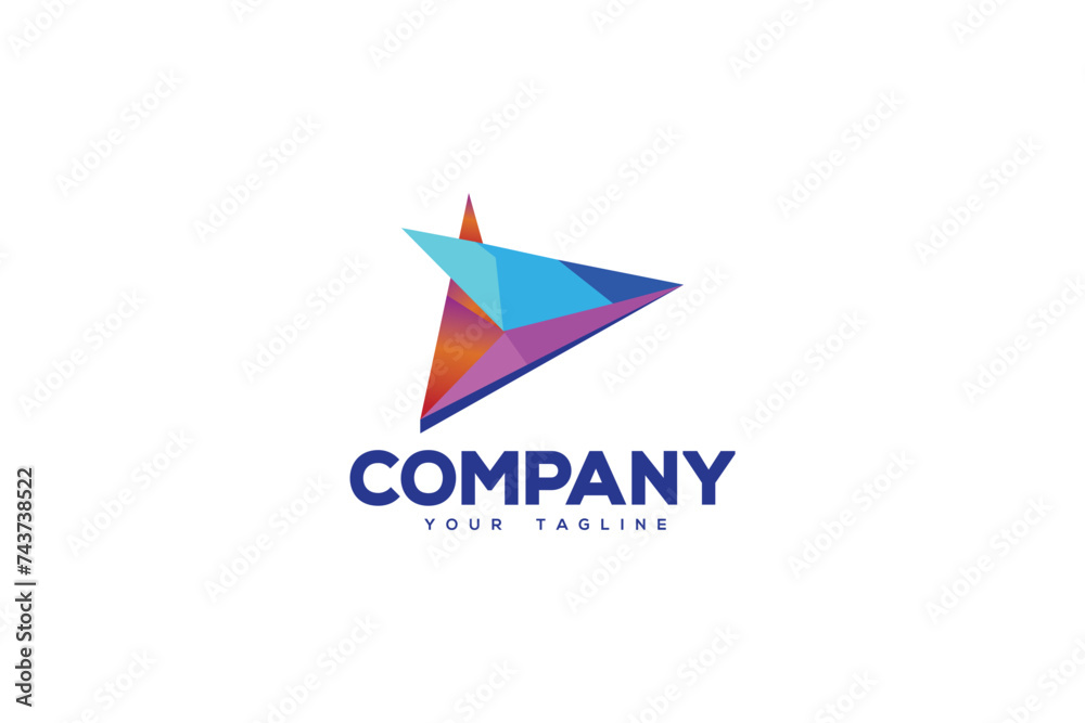 Creative logo design depicting an abstract colorful shape resembling a paper plane. Creative logo design depicting an abstract colorful shape resembling a paper plane.