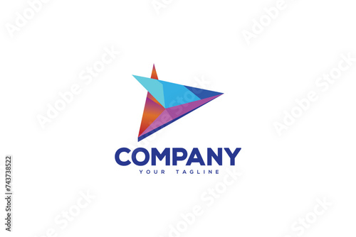 Free Download Creative logo design depicting an abstract colorful shape resembling a paper plane.  - GFXLoad