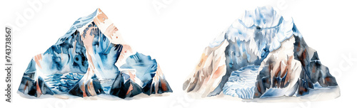 A showcase of Mount Everest views. Hand-painted watercolor.