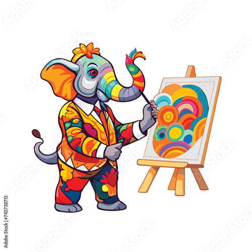 elephant painting colorfull mural