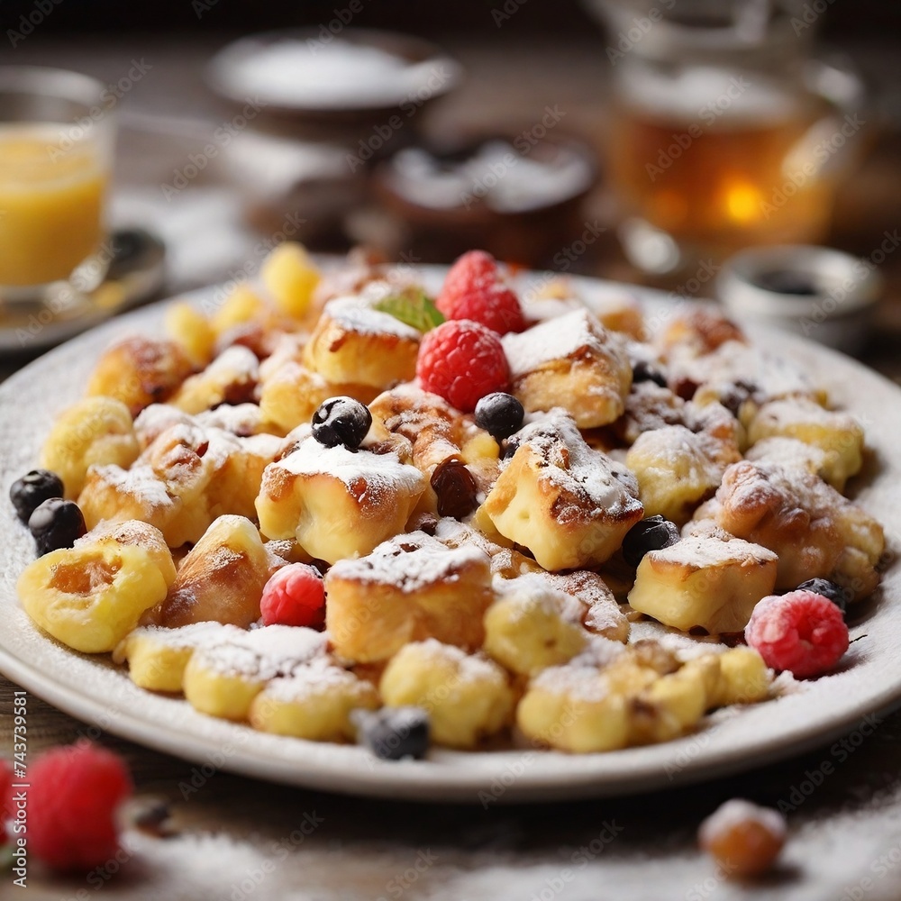 Austrian Kaiserschmarrn. design for poster, banner, web, social media. ai generative design Austrian Kaiserschmarrn. design for poster, banner, web, social media. ai generative design
