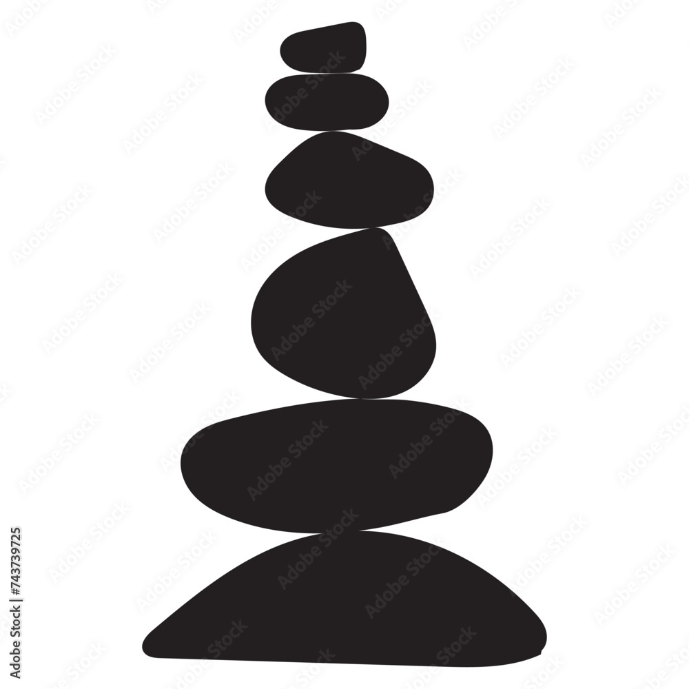 Balance made of black stones. Balance concept. Zen stones flat design style. Stacked pebbles. Poster, flyer, card, wallpaper, brochure.. Vector illustration. Balance made of black stones. Balance concept. Zen stones flat design style. Stacked pebbles. Poster, flyer, card, wallpaper, brochure.. Vector illustration.