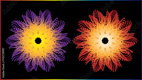 The vector dotted spiral vortex graphic is a visually interesting and complex image. The use of color, movement, and text all contribute to its overall effect.