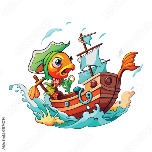 fish in ship cartoon © dejanira