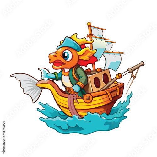 fish in ship cartoon