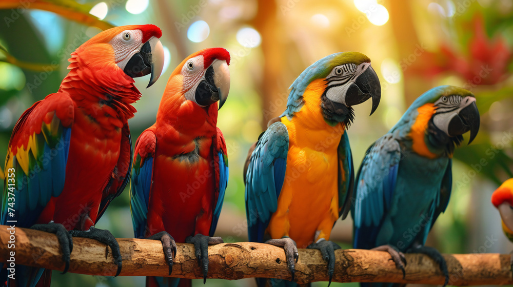 3d wallpaper parrot in the garden and colorful