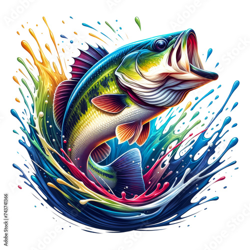 Colorful Bass Fishing Clipart