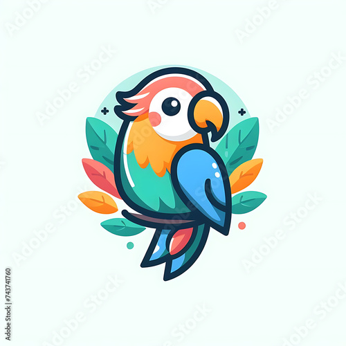 flat vector logo of parrot  flat vector logo of cute parrot  flat logo of parrot  flat logo of cute parrot