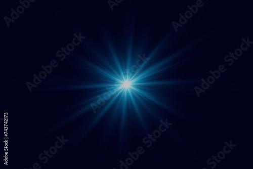  Light effect of flare and lens. Flash of light with rays.