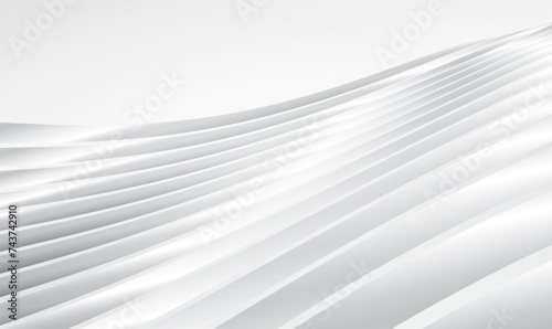 Abstract White Architecture Curved Shapes Background. Futuristic curvy landscape. 3D metal striped pattern. Silver chrome lines, modern stripes background. Futuristic Building design. Vector EPS10.