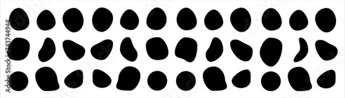 Set of different blotch shapes. Random abstract liquid shapes, round abstract organic elements. Pebble, drops and blobs silhouettes. Simple rounded shapes. Vector illustration photo