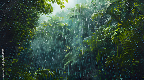 rain on the forest. Generative AI