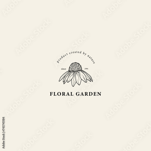 Line art echinacea flower logo