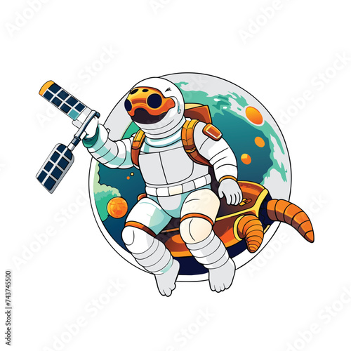 turtle astronaut cartoon vector