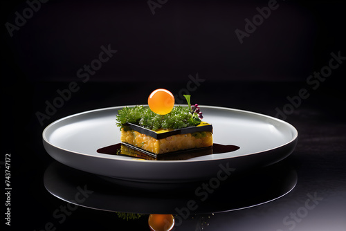 Fototapeta Naklejka Na Ścianę i Meble -  unusual molecular gastronomy dish on a white plate