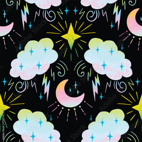 Celestial vector seamless design pattern