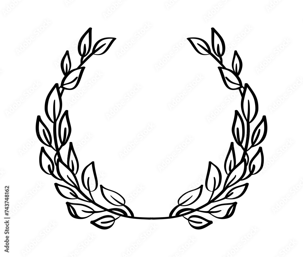 Black hand drawn laurel wreath frame triumph. depicting an award, achievement, heraldry, logo. Vector illustration Black hand drawn laurel wreath frame triumph. depicting an award, achievement, heraldry, logo. Vector illustration