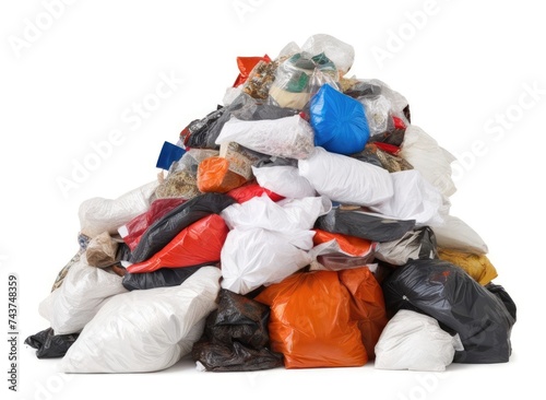 Pile of rubbish isolated on white background