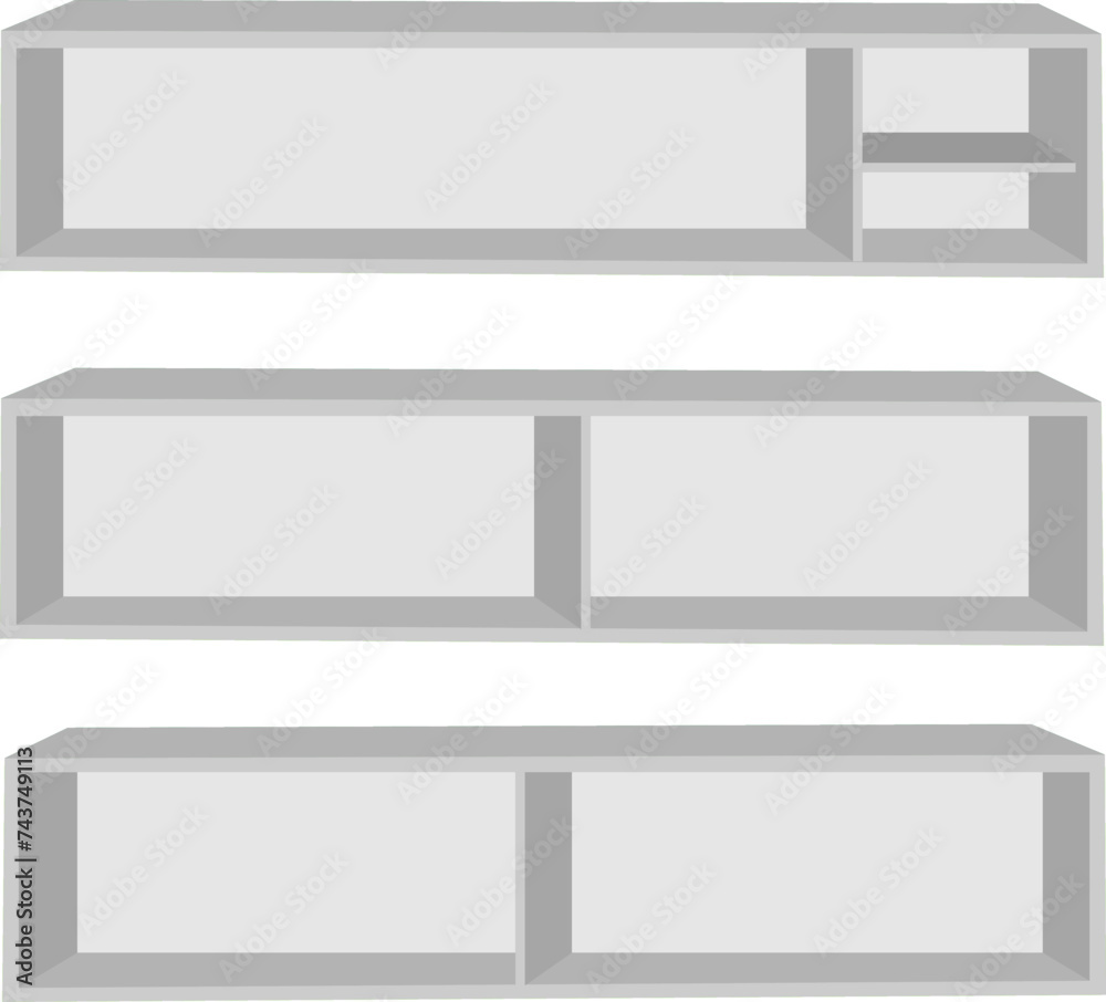white shelf collection isolate on a white background white shelf collection isolate on a white background