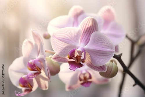 Orchid pink flower blooms vibrantly on a branch  its petals softly swaying in the breeze  embodying grace and beauty