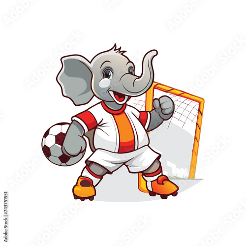 soccer playing elephant vector