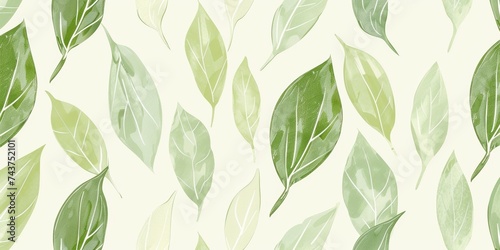 pattern featuring various shades of green leaves on a light background, evoking an eco-friendly and organic theme.