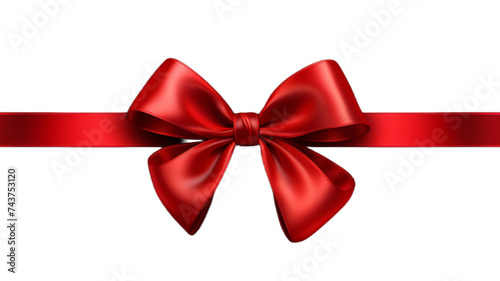 red ribbon bow in transparent background 