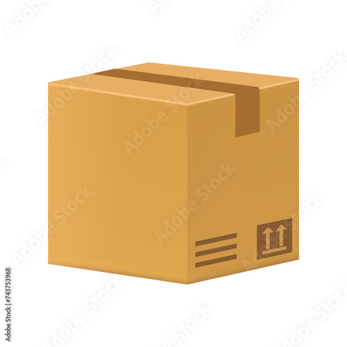 cardboard box flat vector illustration on white background