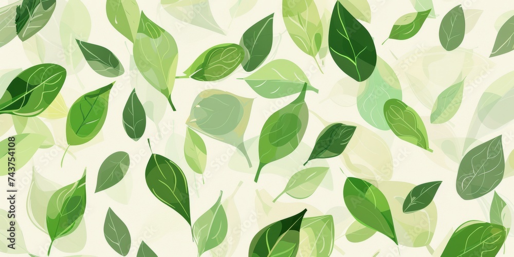 Vibrant leaf pattern on a pale background, symbolizing spring's renewal and the vitality of nature.