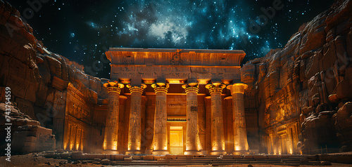 Egyptian building old construction at night view background