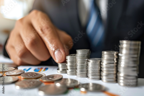 Close up of someone placing coins on table