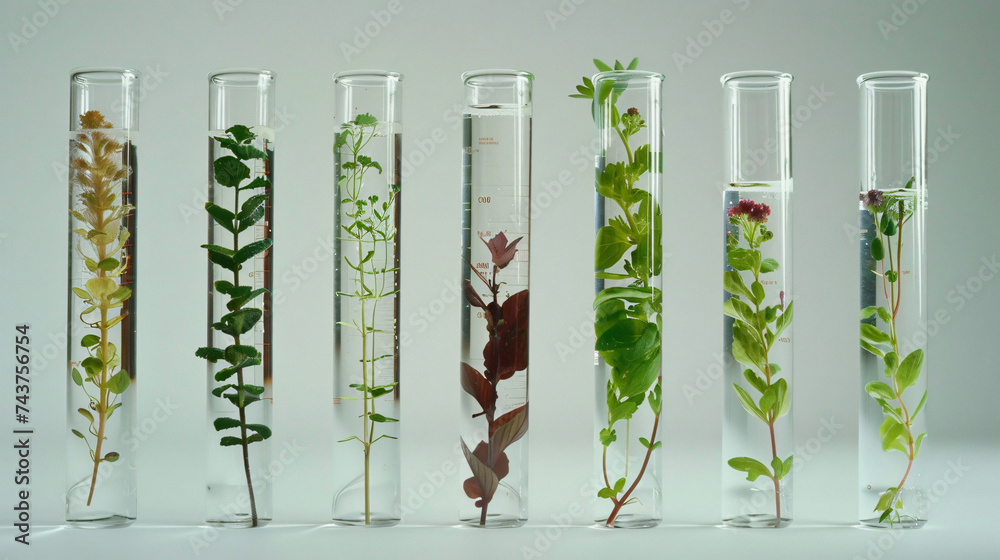 In vitro micropropagation clone plants in test tube. - obrazy, fototapety, plakaty 