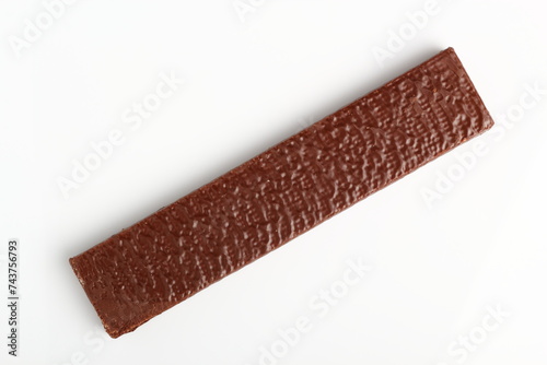 Dark Chocolate Coated Wafer with Filling. Isolated on a white background.
