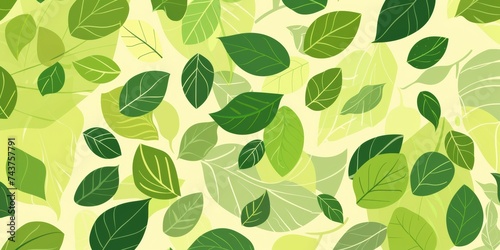 Lush green leaf pattern with a playful mix of shades and shapes on a sunny background.