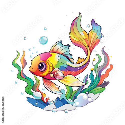 colored fish vector