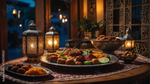 Ramadan Kareem iftar table 