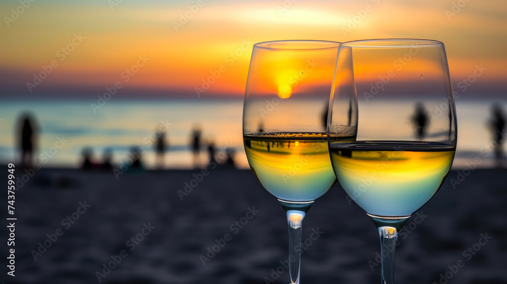 Coastal Romance: Couple's Silhouette Amidst Sunset Glow