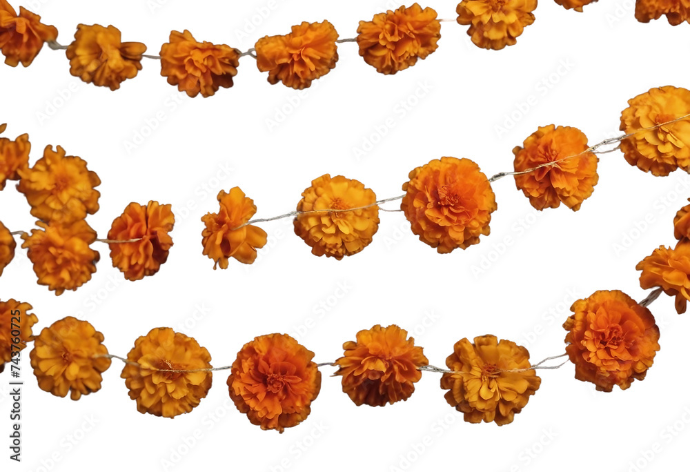 Marigold flowers Garlands on black Dia de los muertos day day of the dead or halloween banner copy s
