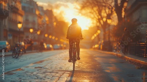 Tourist riding a bike in Paris